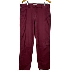 Joseph Abboud Mens Burgundy Cotton Spandex Chinos Pants Size 34x32